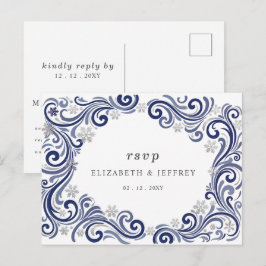 Cartão Postal Resposta para Casamento de Inverno com Flocos de N