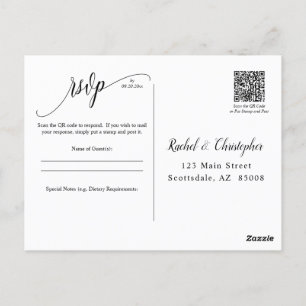 Cartão Postal Resposta RSVP de Eventos de Casamento de Código QR