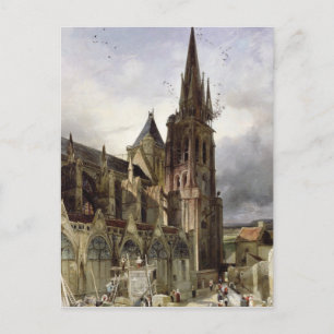 Cartão Postal Restaurando a Igreja Abacial de St. Denis em 1833