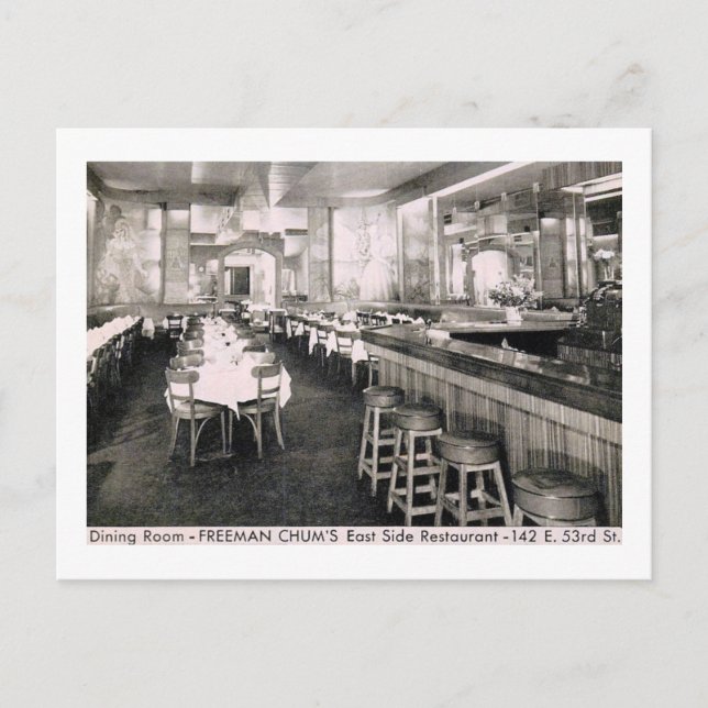 Cartão Postal Restaurante Chinês, Nova Iorque Vintage (Frente)