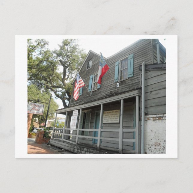 Cartão Postal Restaurante da Casa de Piratas Savannah Georgia (Frente)