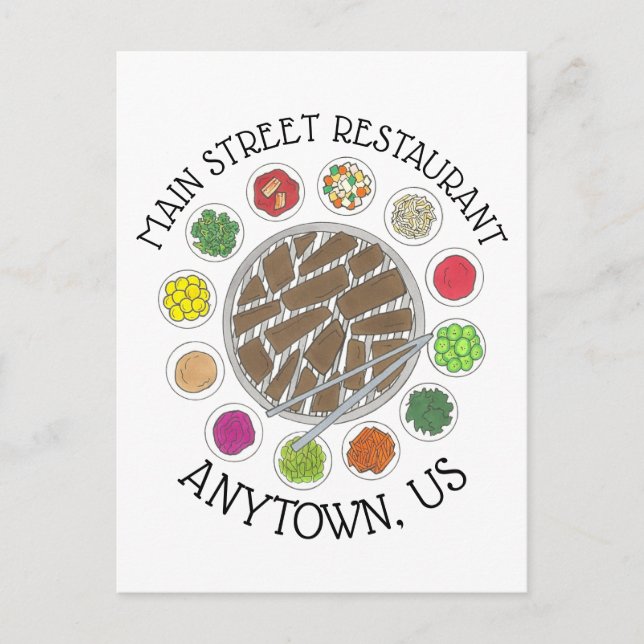 Cartão Postal Restaurante de Comida Barbecue Barbeque do CHURRAS (Frente)