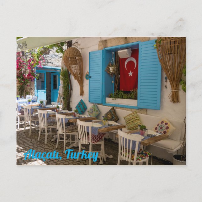 Cartão Postal Restaurante em Alaçatı, Turquia (Frente)