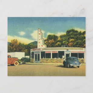 Cartão Postal Restaurante Vintage, Unidade de 50 em Jantar e Car