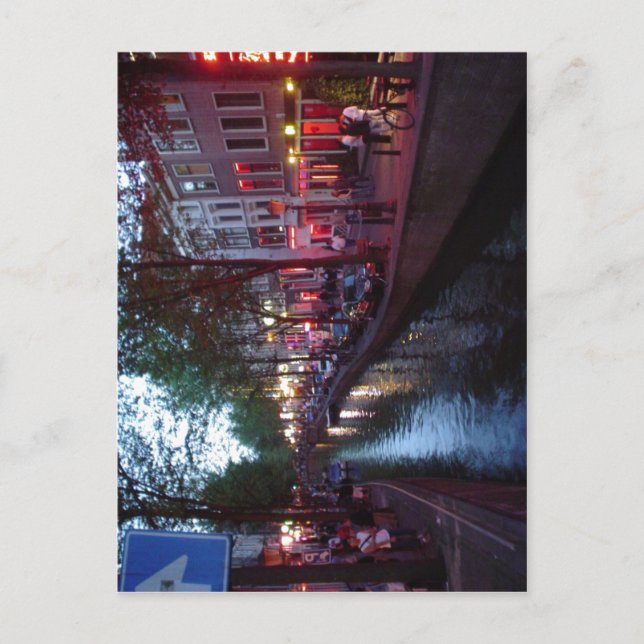 Cartão Postal Resumo Espa?ol: Calle del barrio Rojo de Amesterdã (Frente)