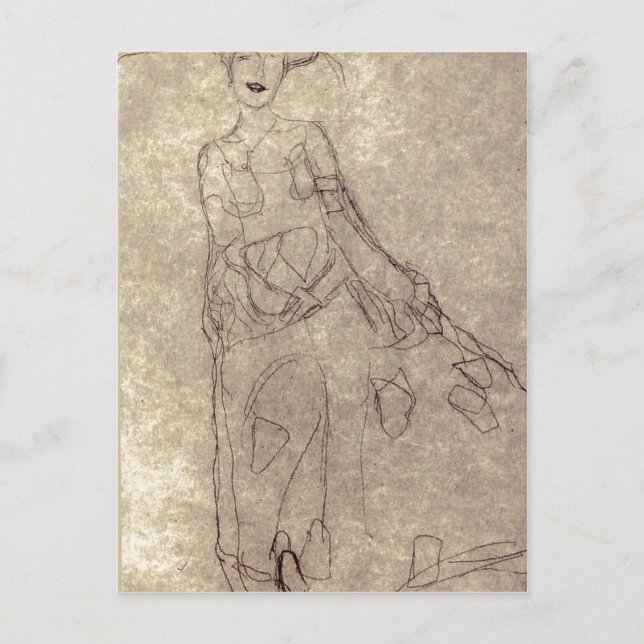 Cartão Postal Resumo Klimt, Gustav Studie f?r das Gem?lde Bildn (Frente)