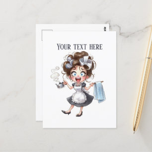 Cartão Postal Retorna legal, dama de vintagem adiciona texto