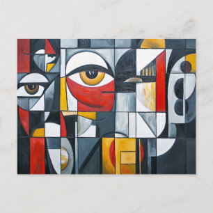 Cartão Postal Retrato Abstrato Cubista Geométrico