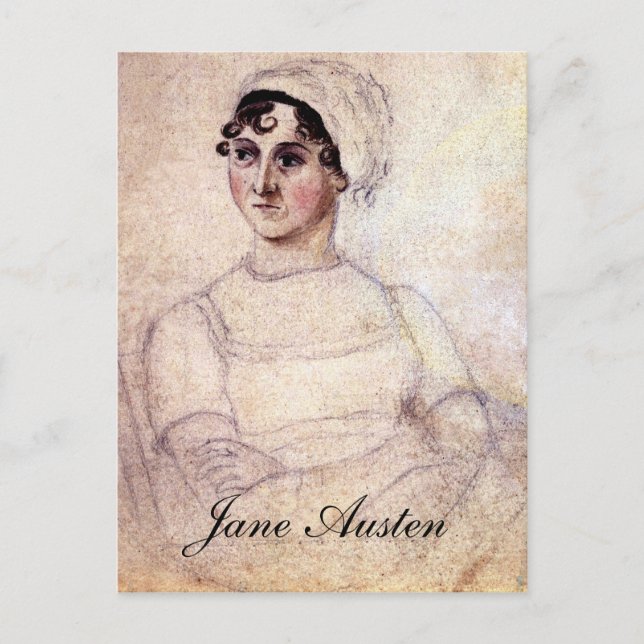 Cartão Postal Retrato antigo de Jane Austen (Frente)