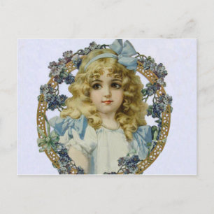 Cartão Postal Retrato Antigo de Menina Pequena Linda
