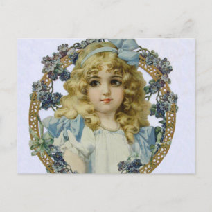 Cartão Postal Retrato Antigo de Menina Pequena Linda