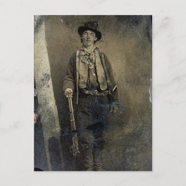 Cartão Postal Retrato autenticado de Billy the Kid (1880) (Frente)