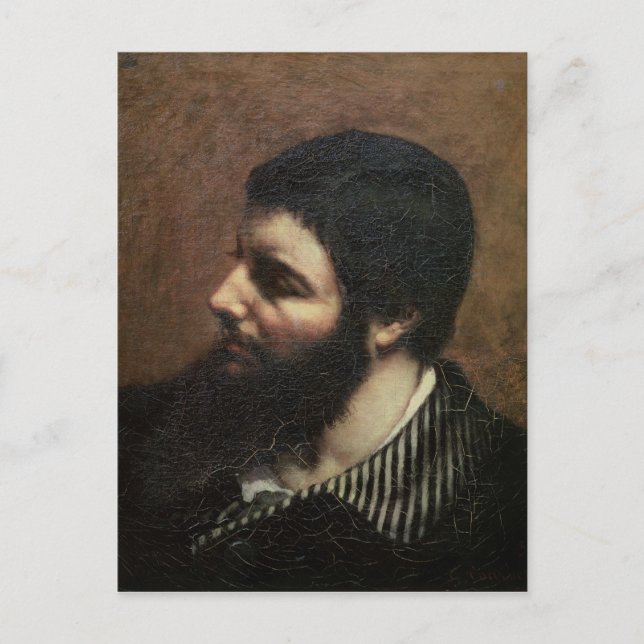Cartão Postal Retrato automático com colarinho riscado (Frente)