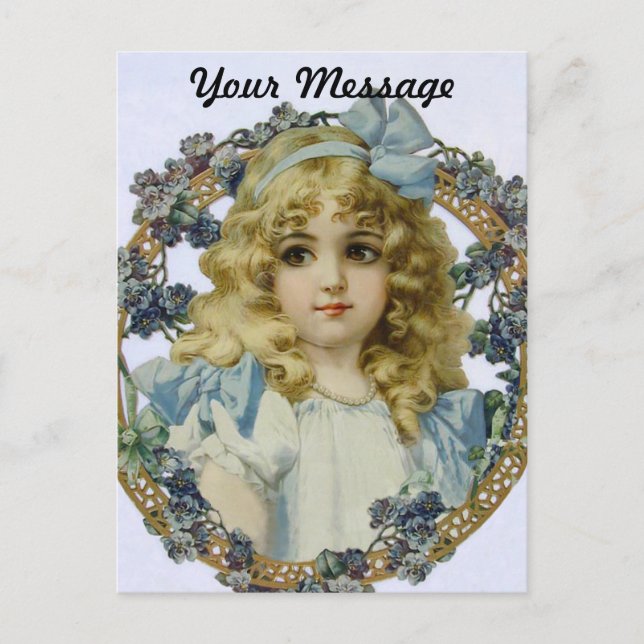 Cartão Postal Retrato Bonito para Menininha Antiquado Bonito (Frente)