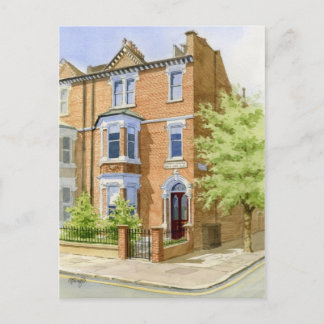 Cartão Postal retrato da casa de aquarela