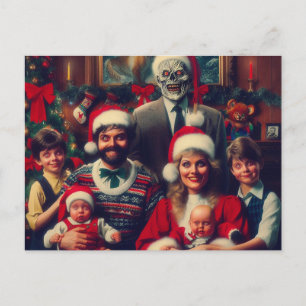 Cartão Postal Retrato da Família Retrô de Natal assustador