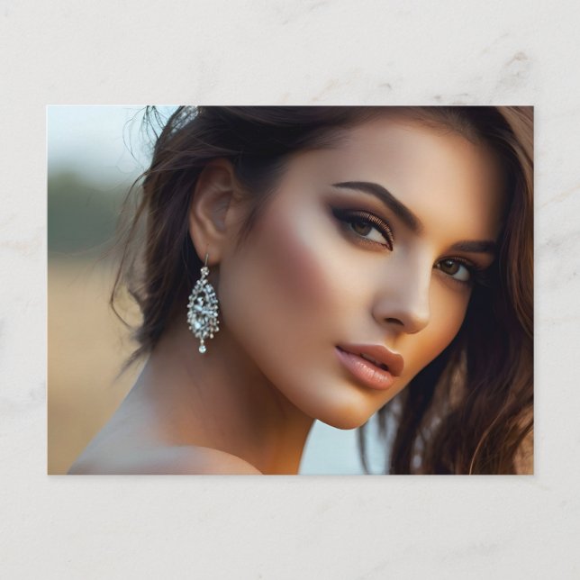 Cartão Postal Retrato da moda da arte feminina (Frente)