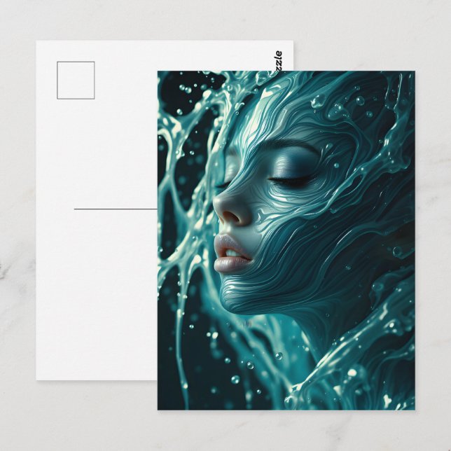 Cartão Postal Retrato da moda de arte (Frente/Verso)