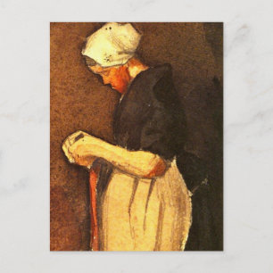 Cartão Postal Retrato da Mulher Scheveningen por Vincent van Gog