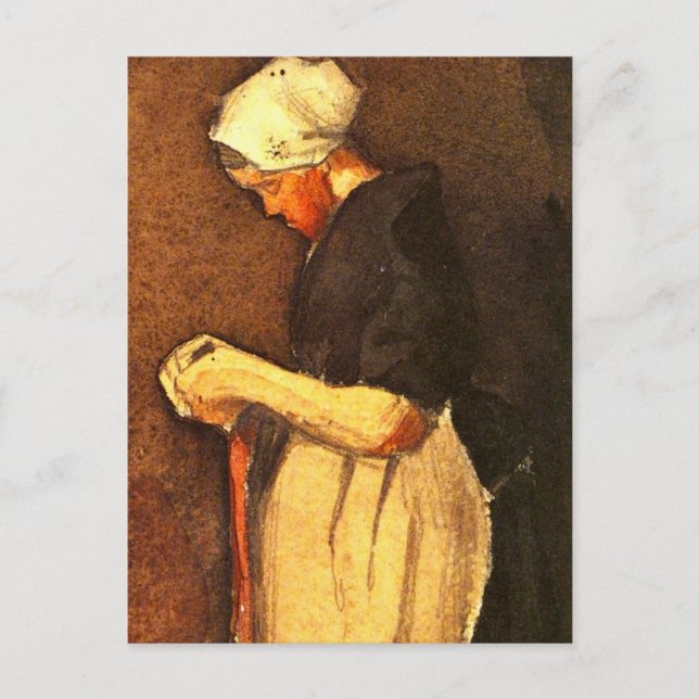 Cartão Postal Retrato da Mulher Scheveningen por Vincent van Gog (Frente)