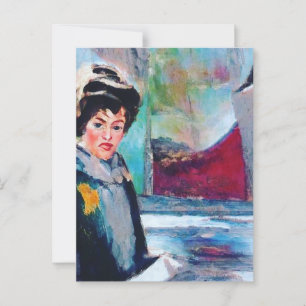 Cartão Postal Retrato da Mulher Vintage com fundo de Abstrato