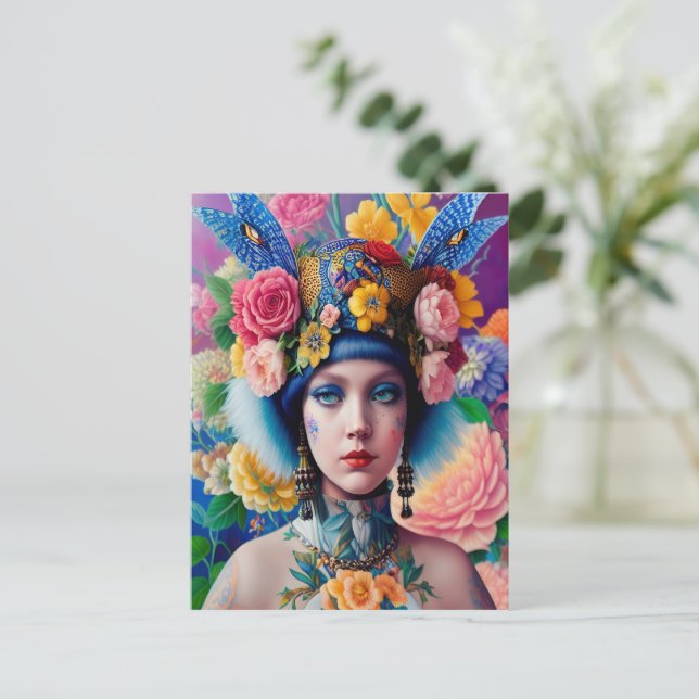 Cartão Postal Retrato da princesa floral (Em pé/Frente)
