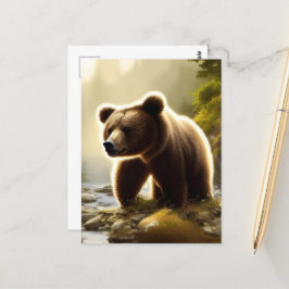 Cartão Postal Retrato da Vida Selvagem do Urso Castanho
