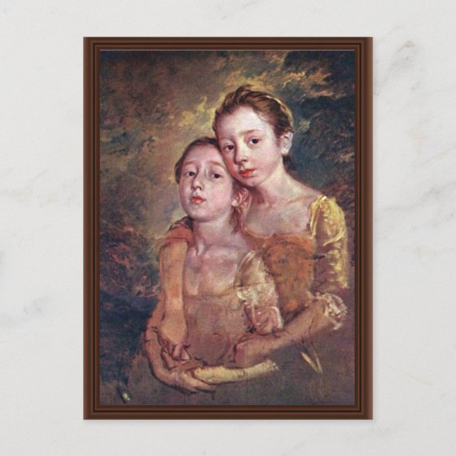Cartão Postal Retrato Das Filhas Do Pintor Com Um Gato (Frente)