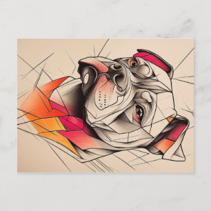 Cartão Postal Retrato de Abstrato para Touro