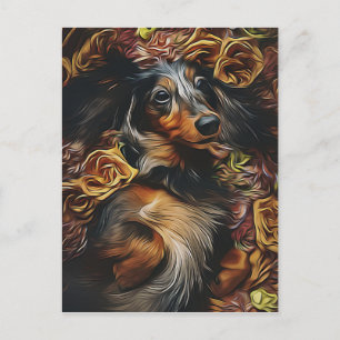 Cartão Postal Retrato De Ângulo Alto De Dachshund Deitado No Cam