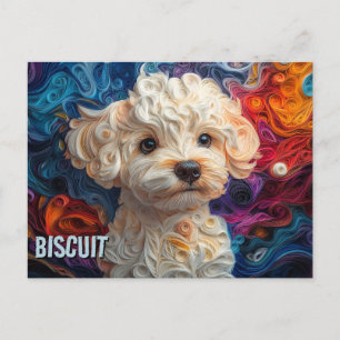 Cartão Postal Retrato de Arte de Enfileiramento de Papel Bichon