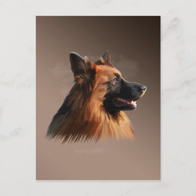 Cartão Postal Retrato de Arte por Aquarela de Cachorro german sh (Frente)