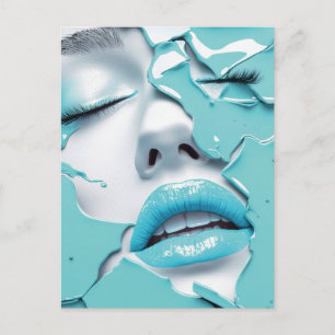 Cartão Postal Retrato de Beleza Abstrata da Garota Sonho Aquátic