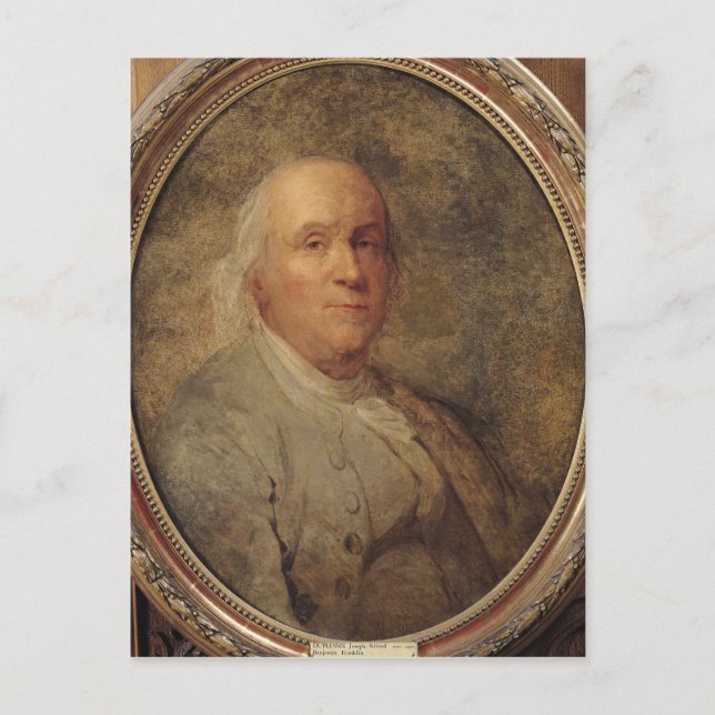 Cartão Postal Retrato de Benjamin Franklin, c.1780 (Frente)