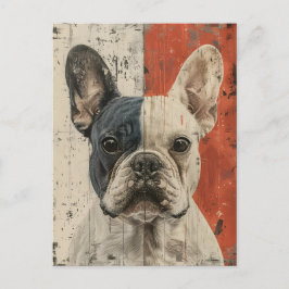 Cartão Postal retrato de Bulldog Francês arte vintage