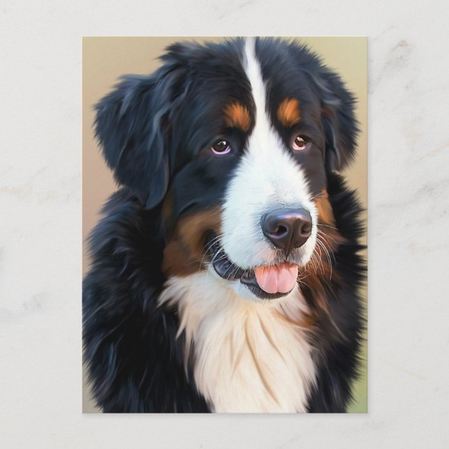 Cartão Postal Retrato de Cachorro da Montanha Bernese (Frente)