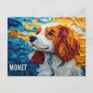 Cartão Postal Retrato de Cachorro em Arte de Quilling de Papel d