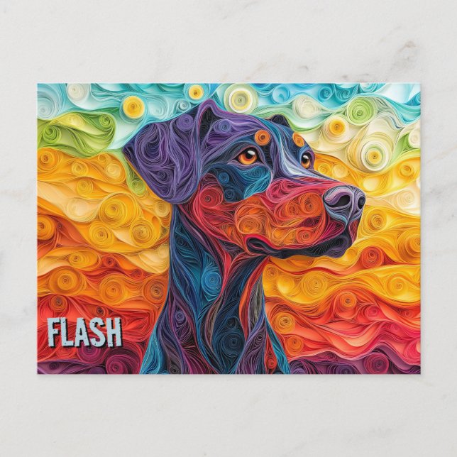 Cartão Postal Retrato De Cão De Arte Doberman (Frente)