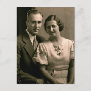 Cartão Postal Retrato de casamento de casal retrô 1933