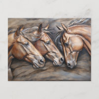 Retrato de Cavalo com Aparência de Metal Gravado