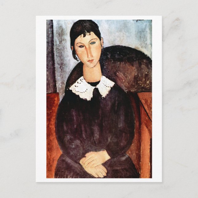 Cartão Postal Retrato de Colarinho Branco, Modigliani (Frente)
