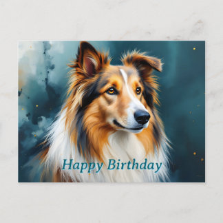 Cartão Postal Retrato de Collie Feliz Aniversário