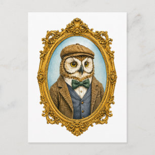 Cartão Postal Retrato de Coruja Hipster