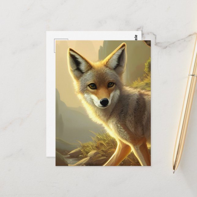 Cartão Postal Retrato de Coyote Pup Wildlife (Frente/Verso In Situ)