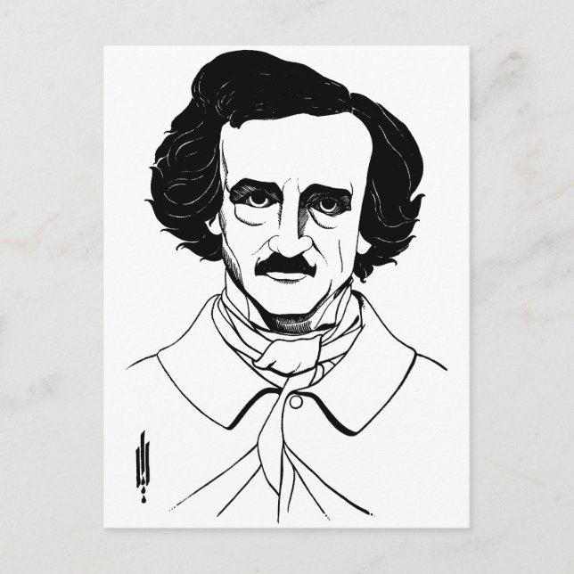 Cartão Postal Retrato de Edgar Allan Poe (Frente)