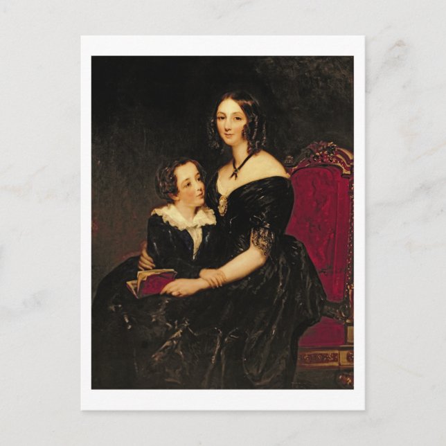 Cartão Postal Retrato de Eliza Boardman e seu filho, Robert, 18 (Frente)