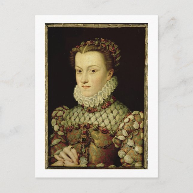 Cartão Postal Retrato de Elizabeth of Austria (1554-92) Rainha o (Frente)