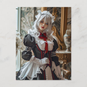 Cartão Postal Retrato de Empregada Doméstica Kawaii Gothic Cospl