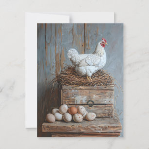 Cartão Postal Retrato de frango com ovos
