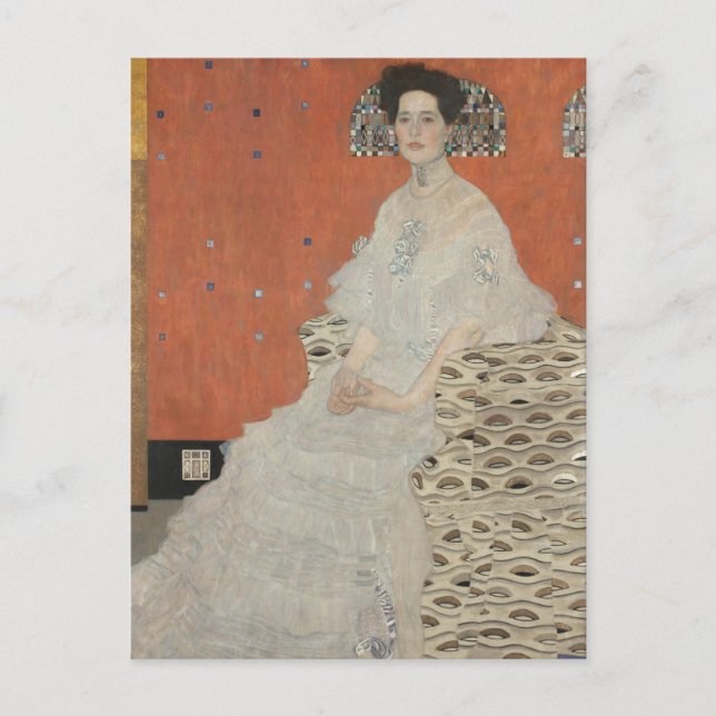 Cartão Postal Retrato de Fritza Riedler por Gustav Klimt (Frente)